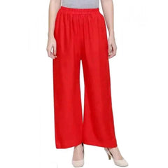 Mayawye Women's Casual Rayon Solid Ankle Length Palazzo (Red, Free Size)