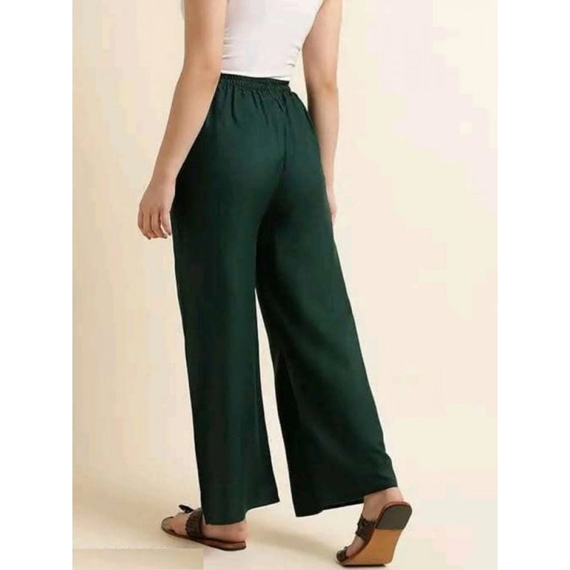 Mayawye Women's Casual Rayon Solid Ankle Length Palazzo (Green, Free Size)