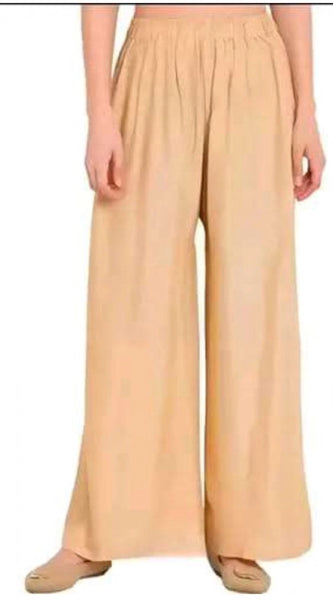 Mayawye Women's Casual Rayon Solid Ankle Length Palazzo (Golden , Free Size)
