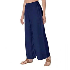 Mayawye Women's Casual Rayon Solid Ankle Length Palazzo (Navy Blue , Free Size)