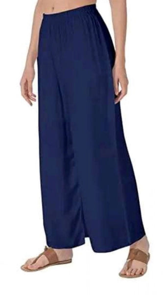 Mayawye Women's Casual Rayon Solid Ankle Length Palazzo (Navy Blue , Free Size)