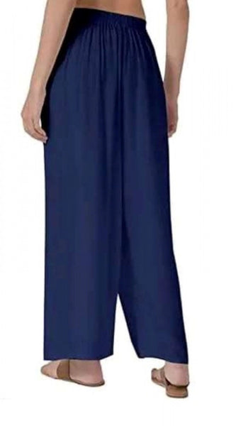 Mayawye Women's Casual Rayon Solid Ankle Length Palazzo (Navy Blue , Free Size)