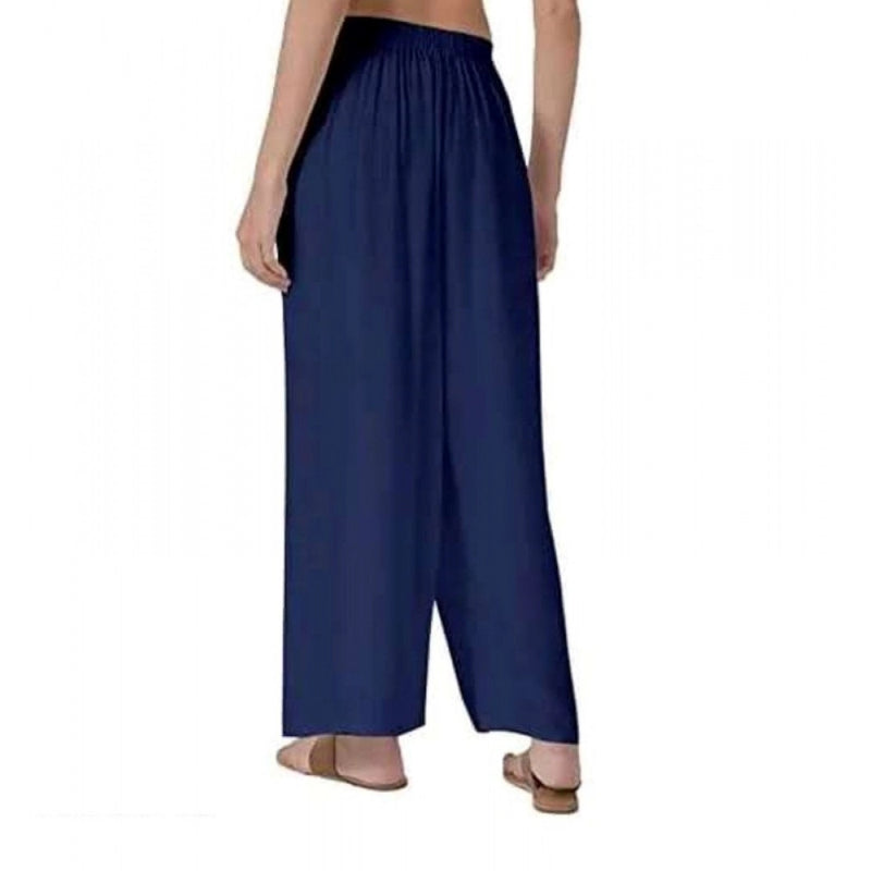 Mayawye Women's Casual Rayon Solid Ankle Length Palazzo (Navy Blue , Free Size)