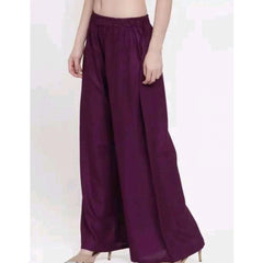 Mayawye Women's Casual Rayon Solid Ankle Length Palazzo (Purple, Free Size)