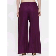 Mayawye Women's Casual Rayon Solid Ankle Length Palazzo (Purple, Free Size)