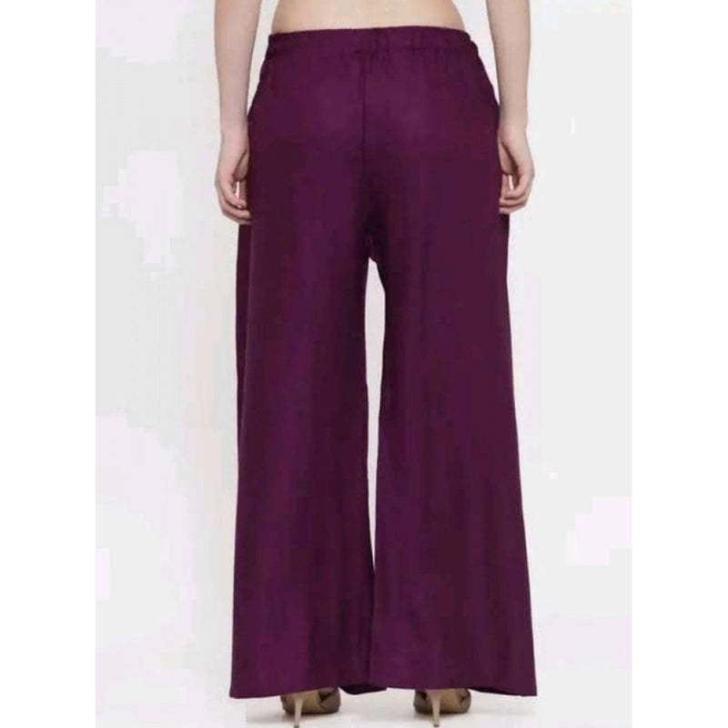 Mayawye Women's Casual Rayon Solid Ankle Length Palazzo (Purple, Free Size)