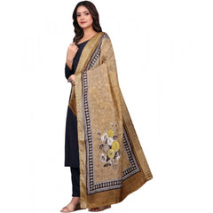 Mayawye Women's chanderi silk  Printed Dupatta (Beige, Length: 2 Mtr)