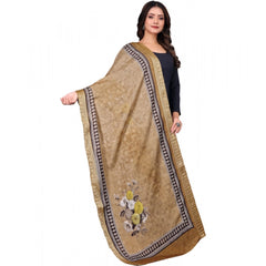 Mayawye Women's chanderi silk  Printed Dupatta (Beige, Length: 2 Mtr)