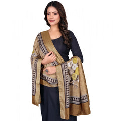 Mayawye Women's chanderi silk  Printed Dupatta (Beige, Length: 2 Mtr)