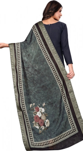 Mayawye Women's chanderi silk  Printed Dupatta (Black, Length: 2 Mtr)