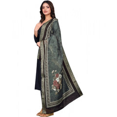 Mayawye Women's chanderi silk  Printed Dupatta (Black, Length: 2 Mtr)