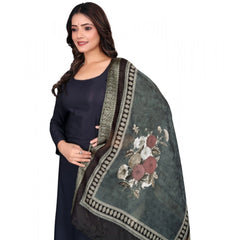 Mayawye Women's chanderi silk  Printed Dupatta (Black, Length: 2 Mtr)