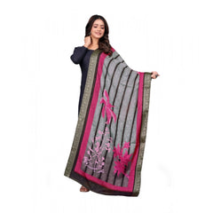 Mayawye Women's chanderi silk  Printed Dupatta (Black, Length: 2 Mtr)