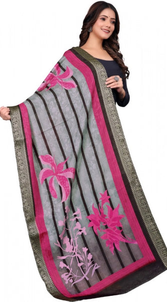 Mayawye Women's chanderi silk  Printed Dupatta (Black, Length: 2 Mtr)