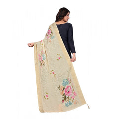 Mayawye Women's chanderi silk  Printed Dupatta (Beige, Length: 2 Mtr)