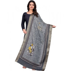 Mayawye Women's chanderi silk  Printed Dupatta (Gray, Length: 2 Mtr)