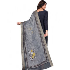 Mayawye Women's chanderi silk  Printed Dupatta (Gray, Length: 2 Mtr)