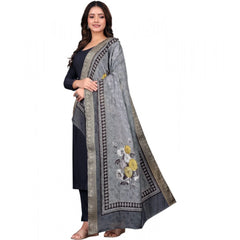Mayawye Women's chanderi silk  Printed Dupatta (Gray, Length: 2 Mtr)