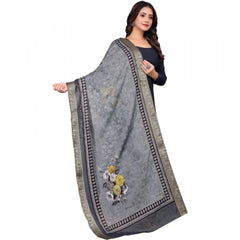 Mayawye Women's chanderi silk  Printed Dupatta (Gray, Length: 2 Mtr)