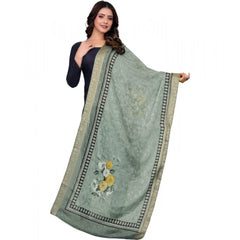 Mayawye Women's chanderi silk  Printed Dupatta (Green, Length: 2 Mtr)