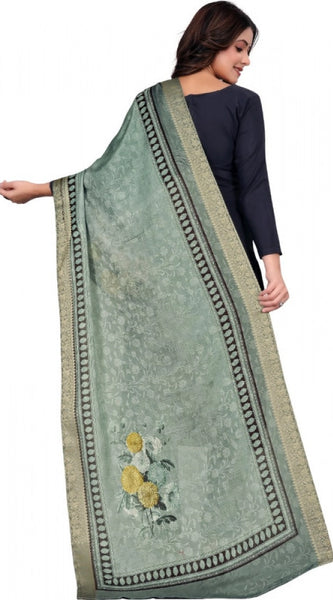 Mayawye Women's chanderi silk  Printed Dupatta (Green, Length: 2 Mtr)