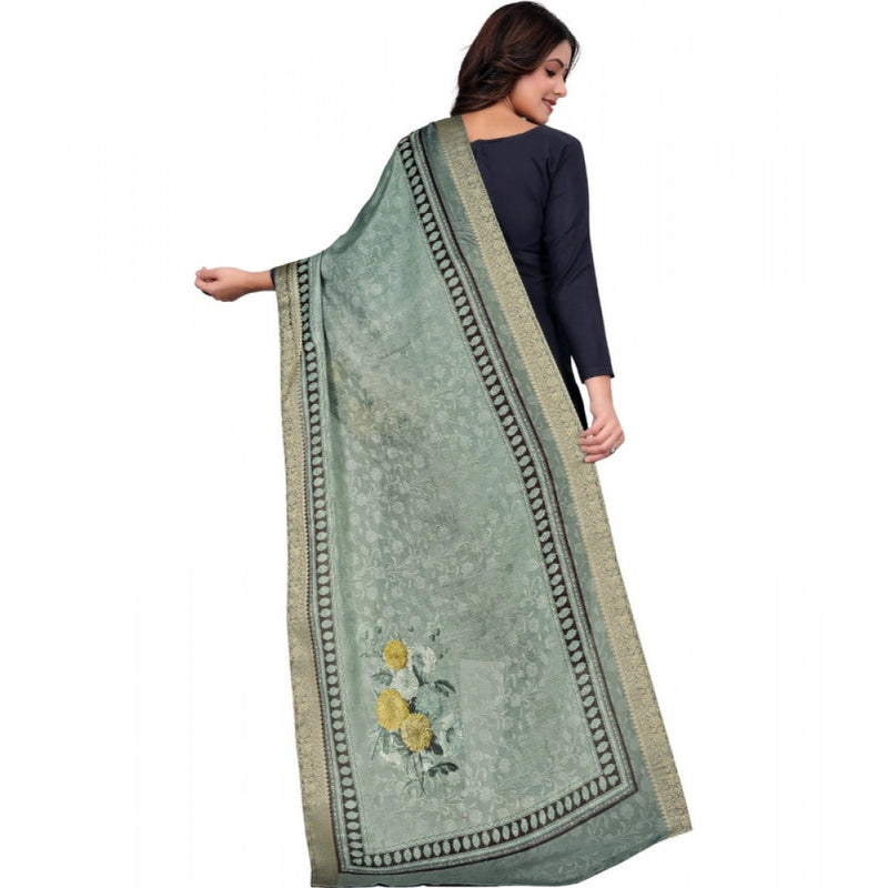 Mayawye Women's chanderi silk  Printed Dupatta (Green, Length: 2 Mtr)