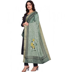 Mayawye Women's chanderi silk  Printed Dupatta (Green, Length: 2 Mtr)