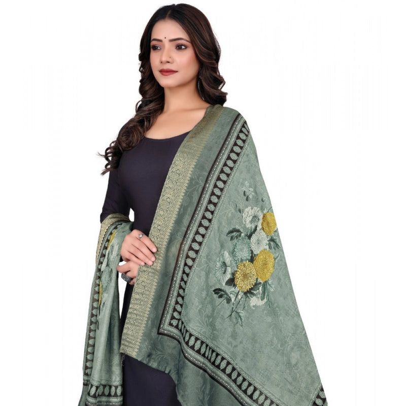 Mayawye Women's chanderi silk  Printed Dupatta (Green, Length: 2 Mtr)