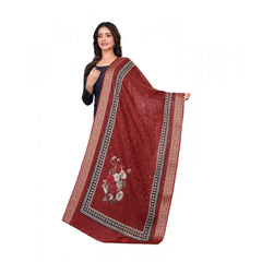 Mayawye Women's chanderi silk  Printed Dupatta (Maroon, Length: 2 Mtr)