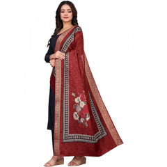 Mayawye Women's chanderi silk  Printed Dupatta (Maroon, Length: 2 Mtr)