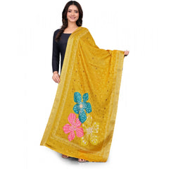 Mayawye Women's chanderi silk  Printed Dupatta (Yellow, Length: 2 Mtr)