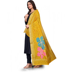 Mayawye Women's chanderi silk  Printed Dupatta (Yellow, Length: 2 Mtr)