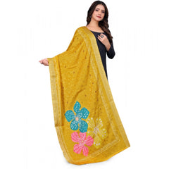 Mayawye Women's chanderi silk  Printed Dupatta (Yellow, Length: 2 Mtr)