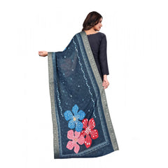 Mayawye Women's chanderi silk  Printed Dupatta (Navy Blue, Length: 2 Mtr)