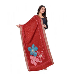 Mayawye Women's chanderi silk  Printed Dupatta (Red, Length: 2 Mtr)