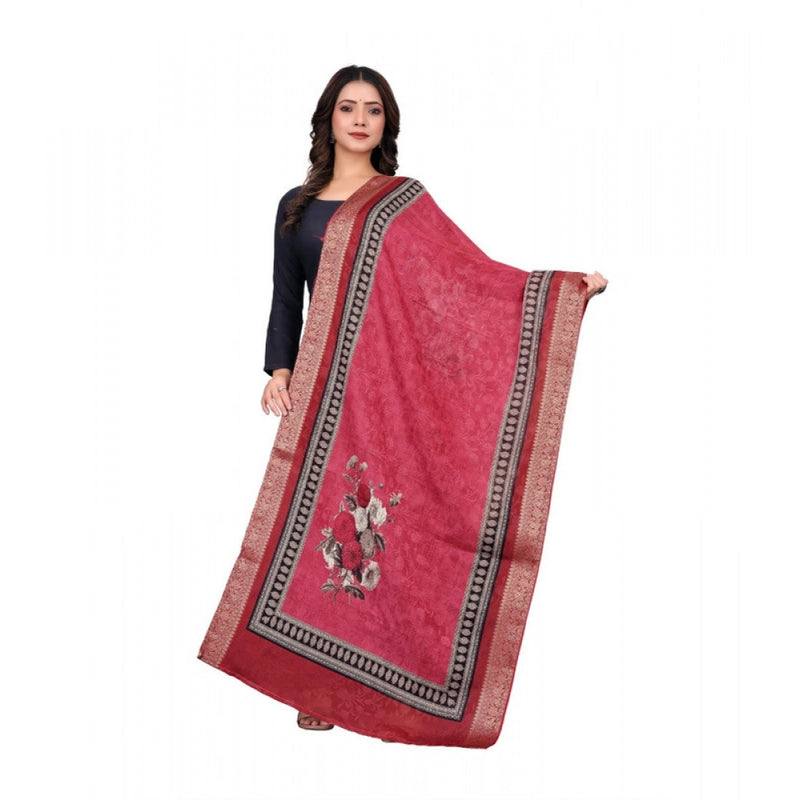 Mayawye Women's chanderi silk  Printed Dupatta (Red, Length: 2 Mtr)