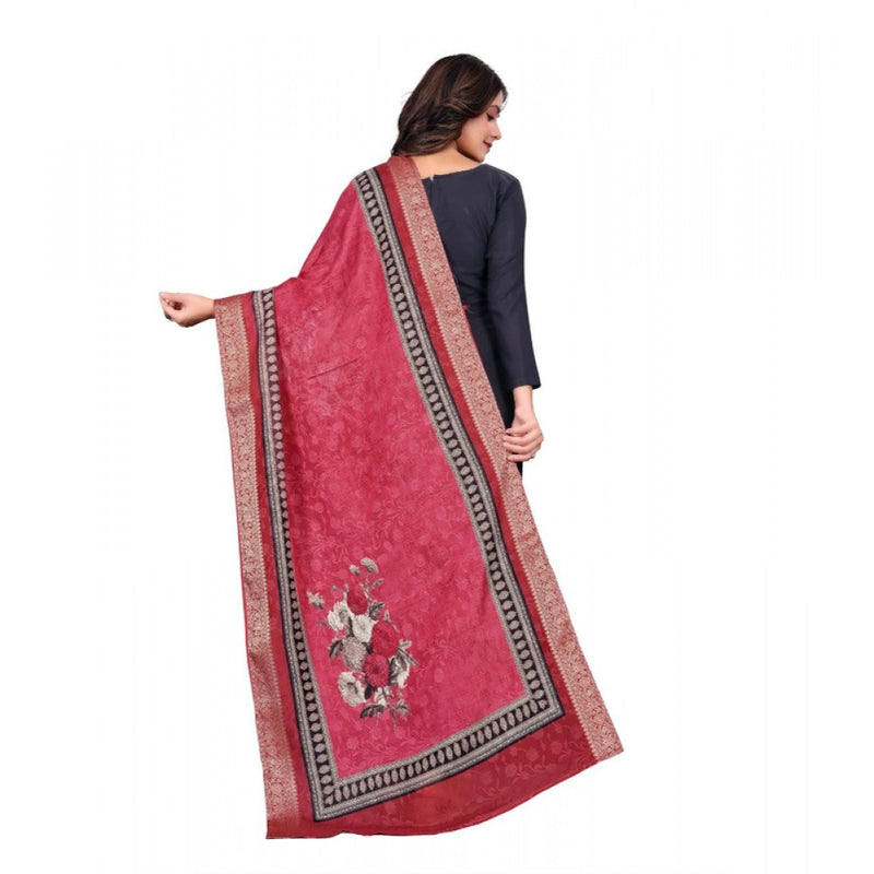 Mayawye Women's chanderi silk  Printed Dupatta (Red, Length: 2 Mtr)
