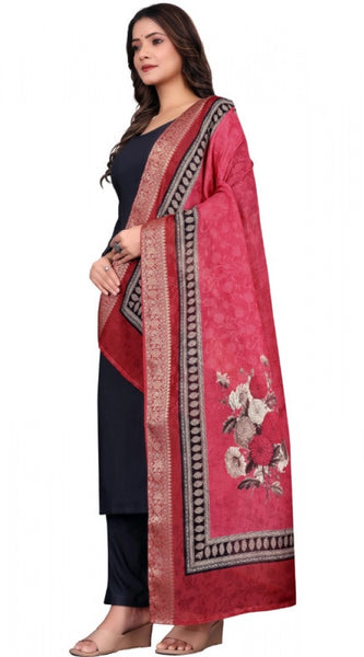 Mayawye Women's chanderi silk  Printed Dupatta (Red, Length: 2 Mtr)