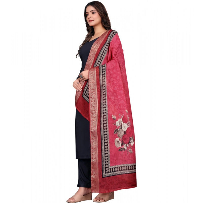 Mayawye Women's chanderi silk  Printed Dupatta (Red, Length: 2 Mtr)
