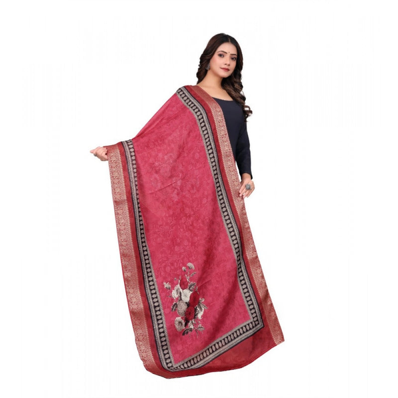 Mayawye Women's chanderi silk  Printed Dupatta (Red, Length: 2 Mtr)
