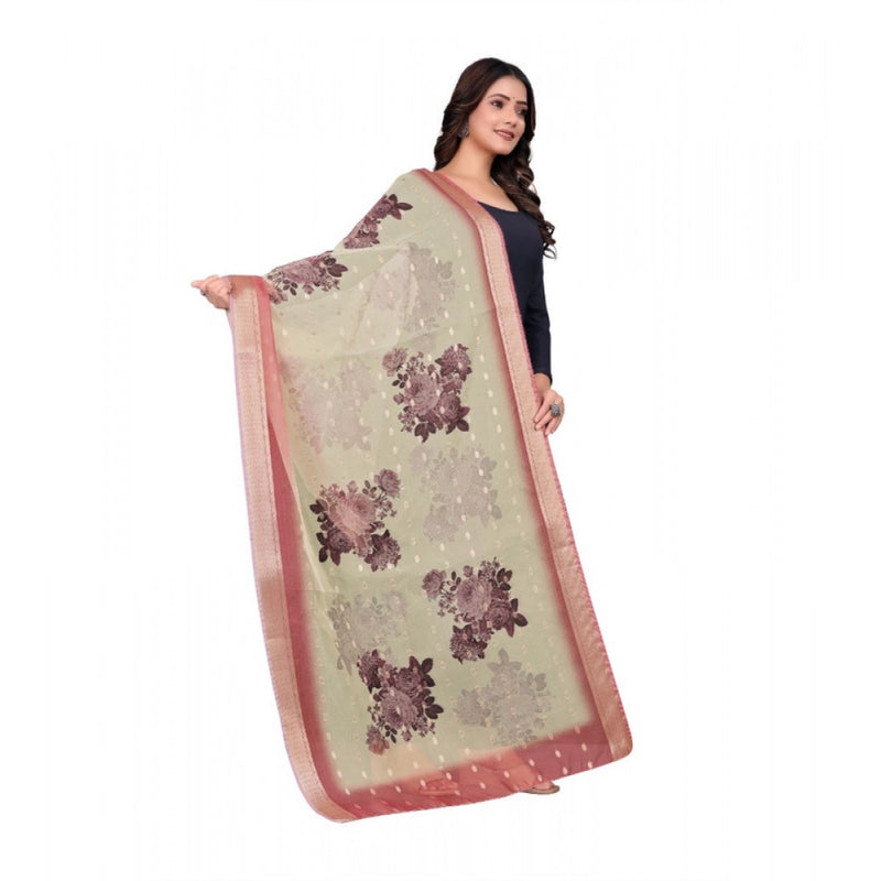 Mayawye Women's chanderi silk  Printed Dupatta (Beige, Length: 2 Mtr)