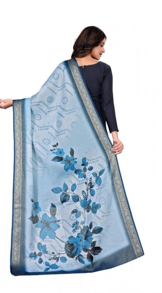Mayawye Women's chanderi silk  Printed Dupatta (Blue, Length: 2 Mtr)
