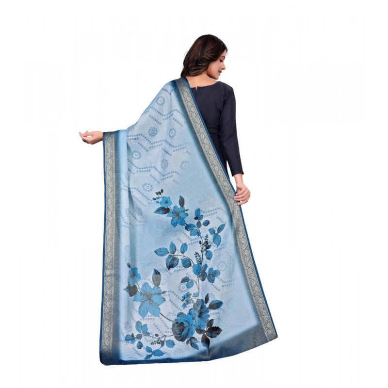 Mayawye Women's chanderi silk  Printed Dupatta (Blue, Length: 2 Mtr)