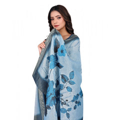 Mayawye Women's chanderi silk  Printed Dupatta (Blue, Length: 2 Mtr)