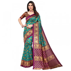 Mayawye Women's Litchi silk Printed Saree With Unstitched Blouse  5-6 Mtrs (Green)
