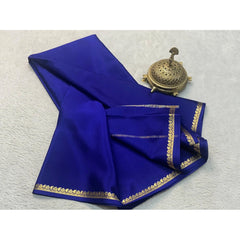 Mayawye Women's Crepe Chit Pallu Solid Saree With Unstitched Blouse 5.5Mtr (Navy Blue)