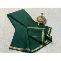 Mayawye Women's Crepe Chit Pallu Solid Saree With Unstitched Blouse 5.5Mtr (Green)