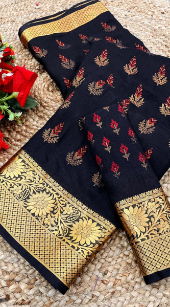 Mayawye Women's Digital Dolla Silk Printed Saree With Unstitched Blouse 5.5Mtr (Navy Blue)