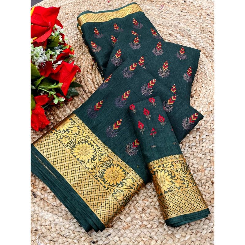 Mayawye Women's Digital Dolla Silk Printed Saree With Unstitched Blouse 5.5Mtr (Green)