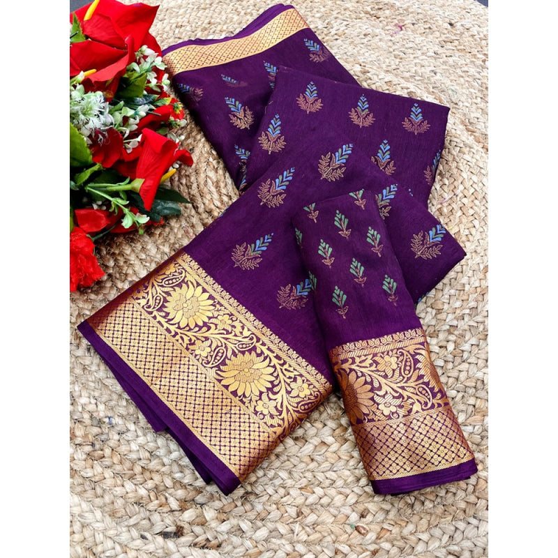 Mayawye Women's Digital Dolla Silk Printed Saree With Unstitched Blouse 5.5Mtr (Purple)